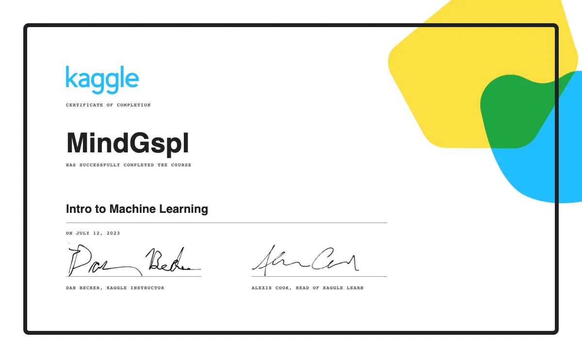 Kaggle course Intro to Machine Learning